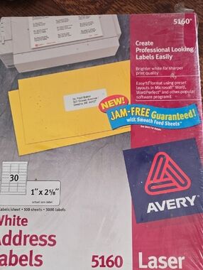 Avery White Address Labels 1" x 2 5/8" - Pack